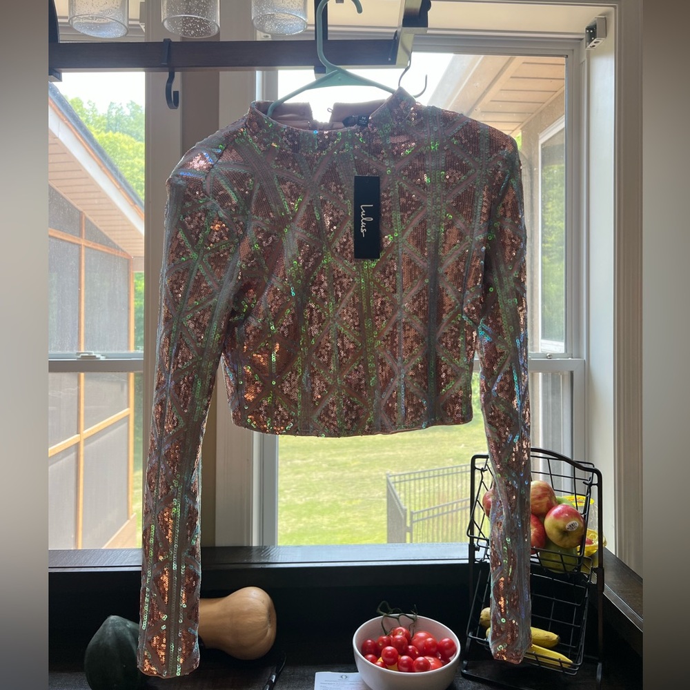 Lulus sequin long sleeve shirt.